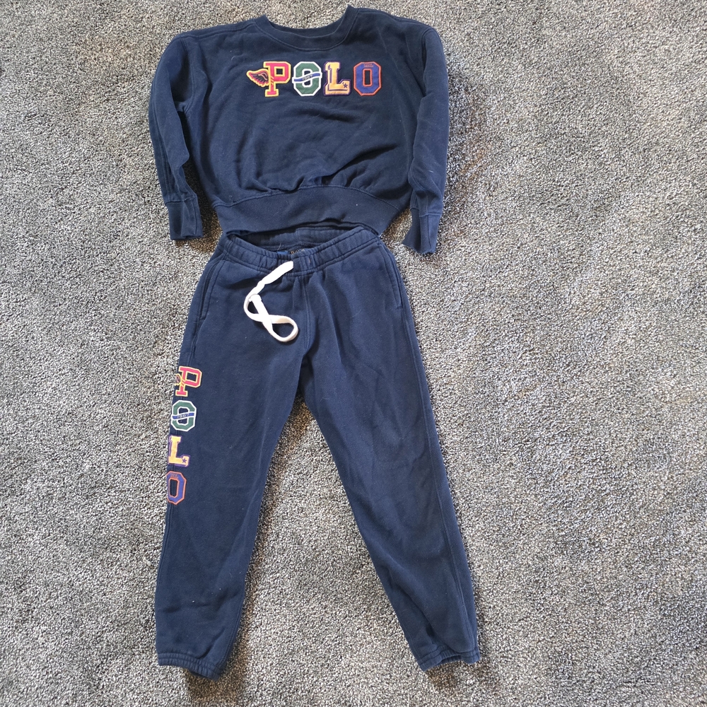 Polo Ralph lauren Corduroy Logo Fleece Sweatshirt & Jogger Pant Set size 5T